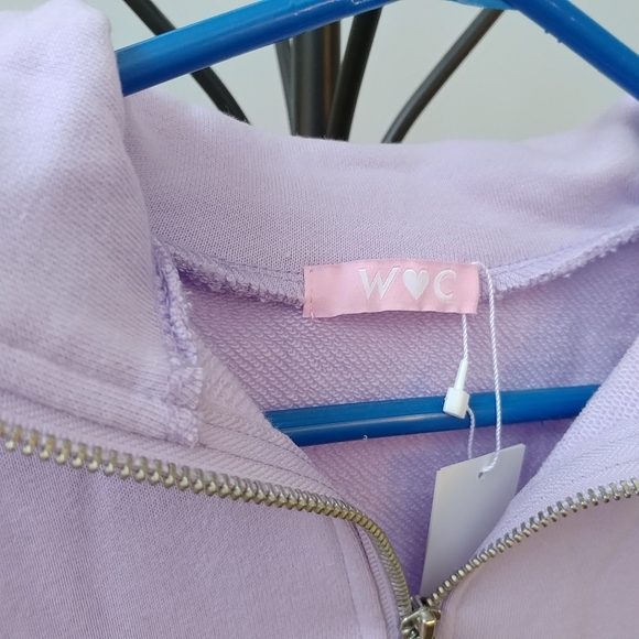 W♥C / Wego Japan pastel colour block "baby girl" quarter zip sweatshirt - Picture 2 of 2